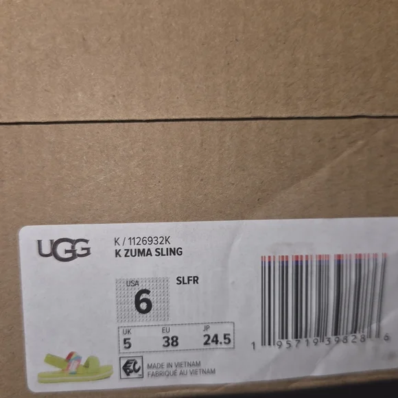 UGG‎ Womens Sandals Size 6  Zuma Sling Slide On Neon Foam - Picture 3 of 7